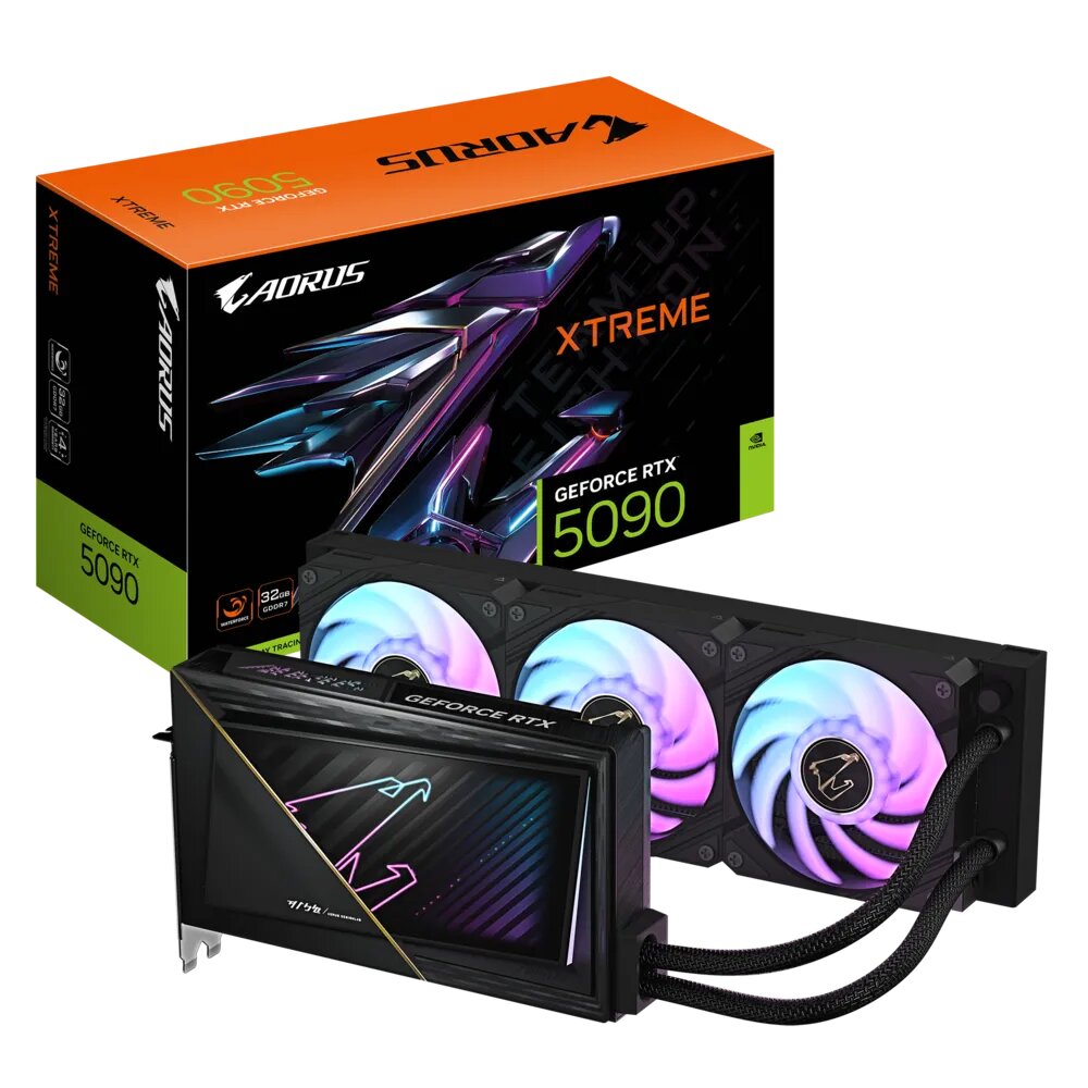  nVIDIA GeForce RTX5090 AORUS XTREME WATERFORCE 32GB<br>Clock: 2655 MHz, 1x HDMI/ 3x DP, PCI-E 5.0, Max Resolution: 7680 x 4320, 1x 16-Pin Connector, Recommended: 1000W  